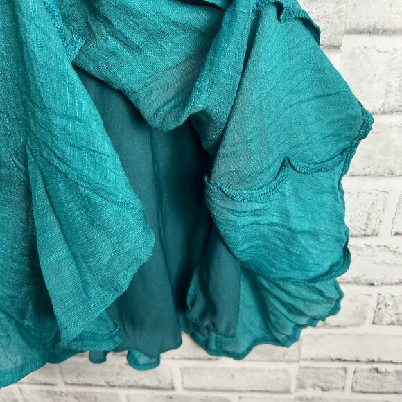 Umgee Gauzey V Neck Flutter Sleeve Mini Dress Teal Sz S NEW - Picture 6 of 8